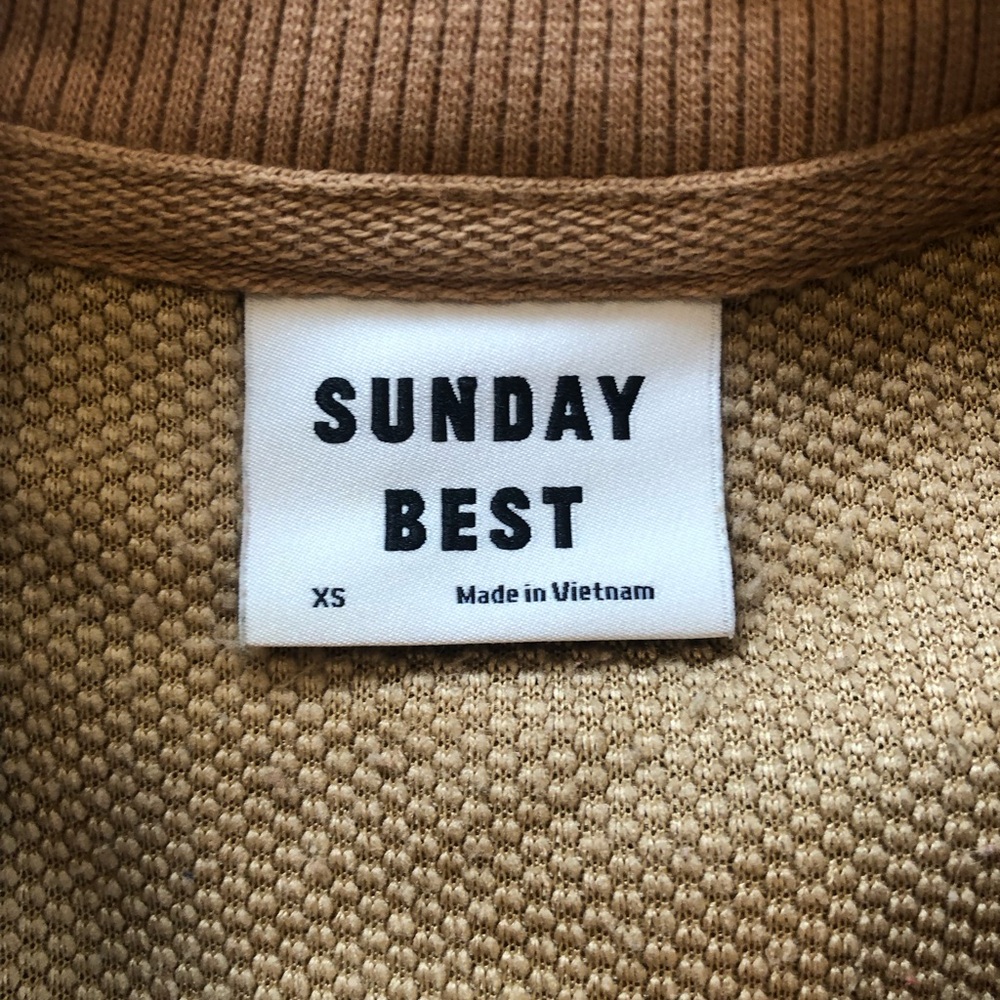 Sunday Best Tan Teddy Fleece Crop Crew Neck Sweater - Picture 4 of 6